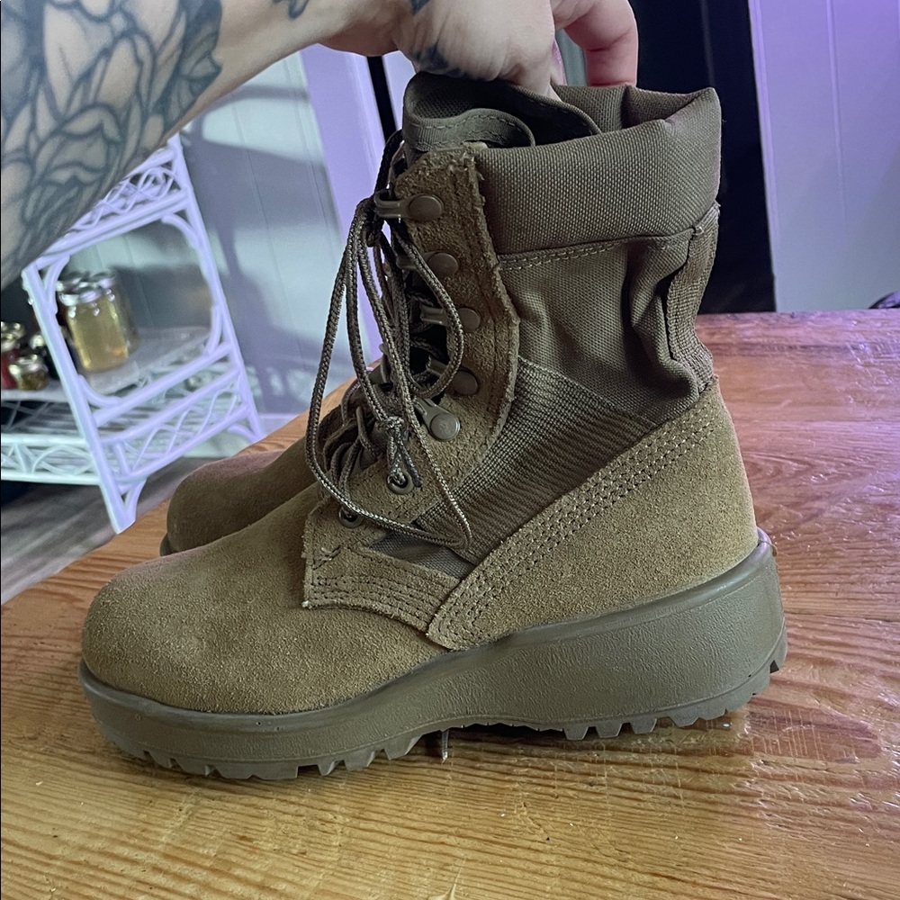 Women's Brown Lace-Up Military Boots